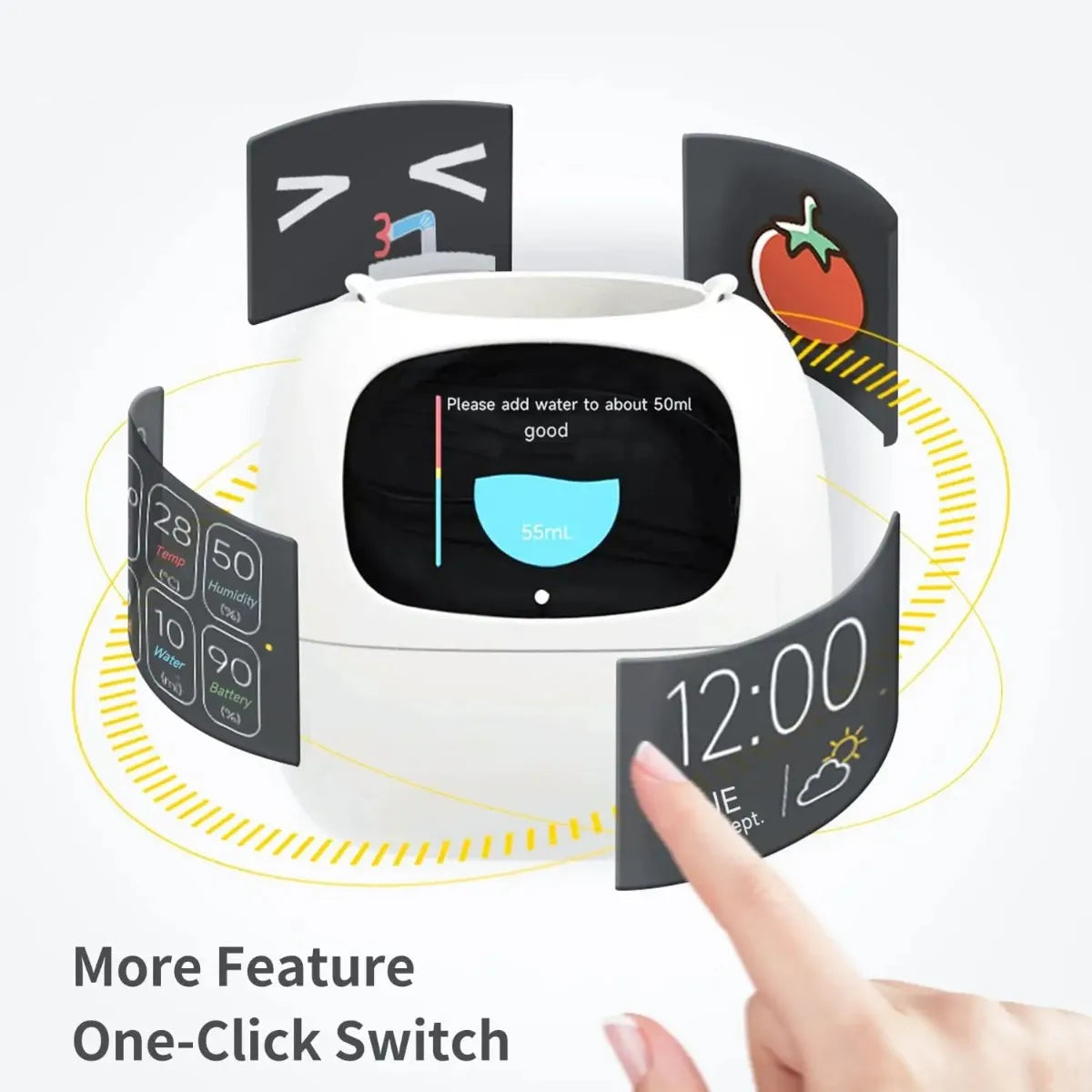 Pink Tuya Ivy Smart Planter,Endless Fun over 49 Rich Expressions,7 Smart Sensors and AI Chips Make Raising Plants Easy and Fun