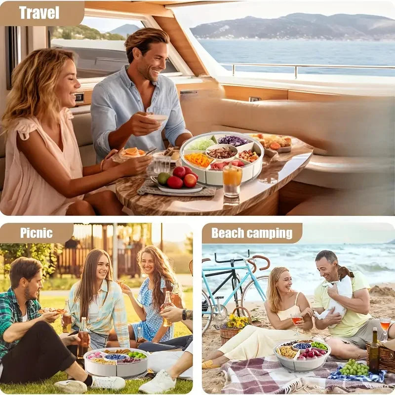 Divided Rotating Serving Tray with Lid