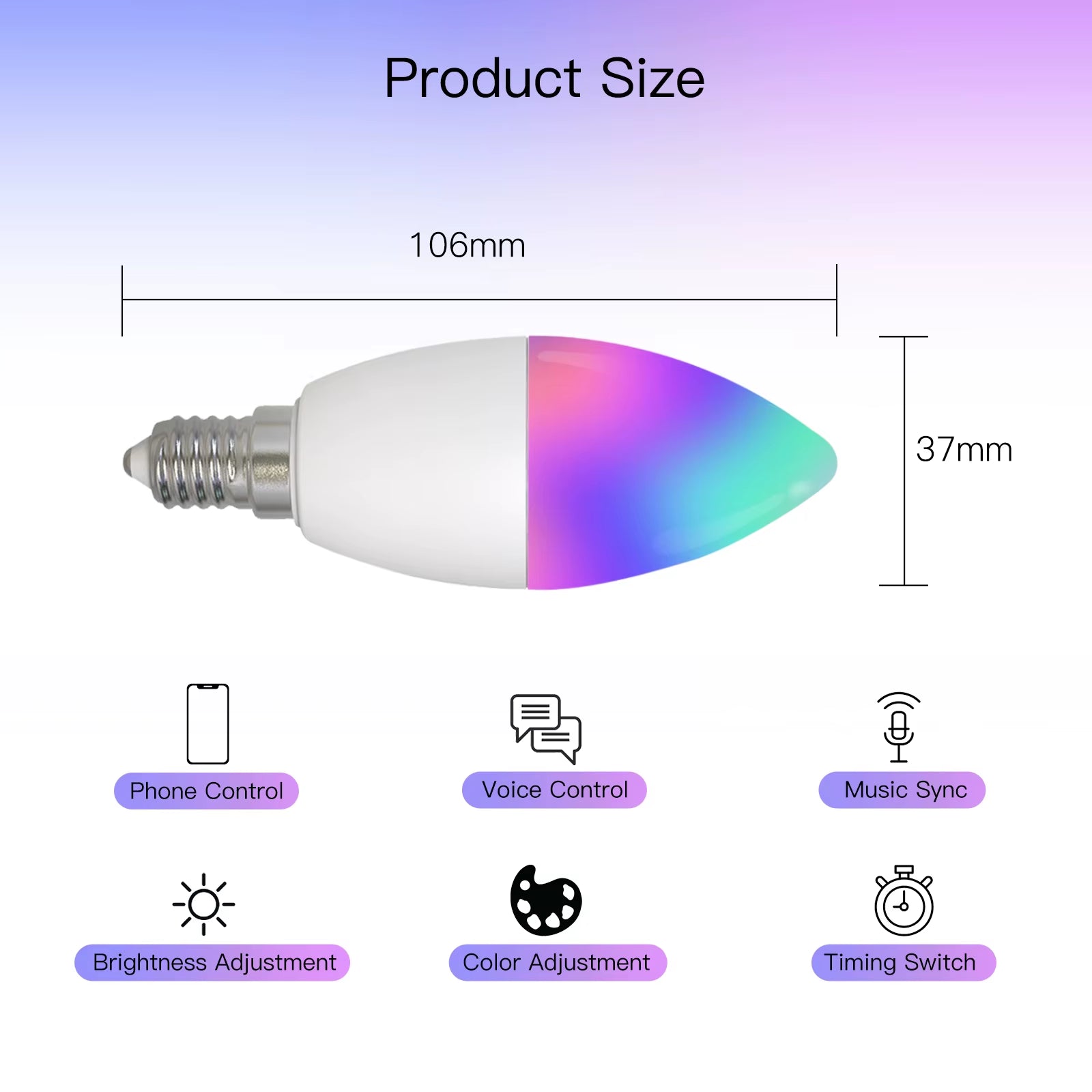 Zigbee LED Light Bulb E14 Candle Lamp Smart 5W RGBCCT 2200-6500K Dimmable Light Tuya Alexa Google Voice Control
