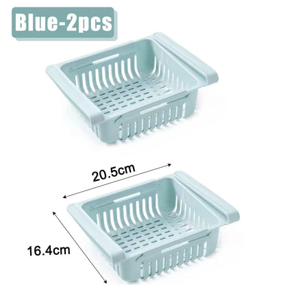 Refrigerator Storage Basket Adjustable Stretchable Refrigerator Partition Storage Rack Multi Functional Flexible Storage Basket​