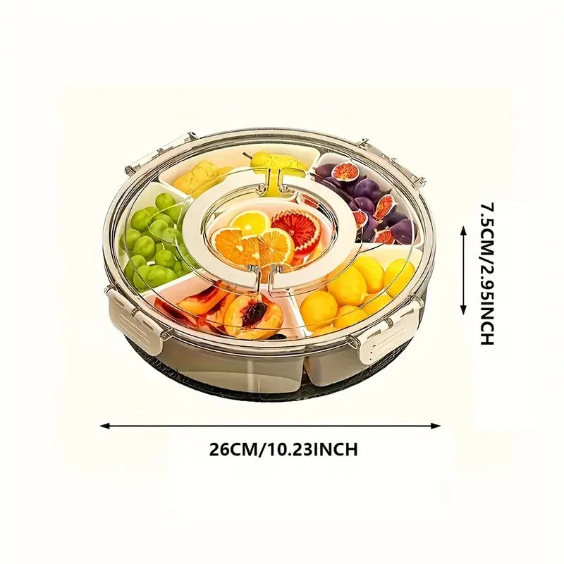 Divided Rotating Serving Tray with Lid 
