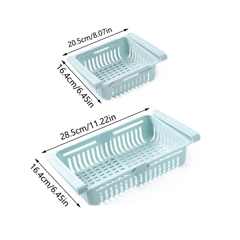 Refrigerator Storage Basket Adjustable Stretchable Refrigerator Partition Storage Rack Multi Functional Flexible Storage Basket​
