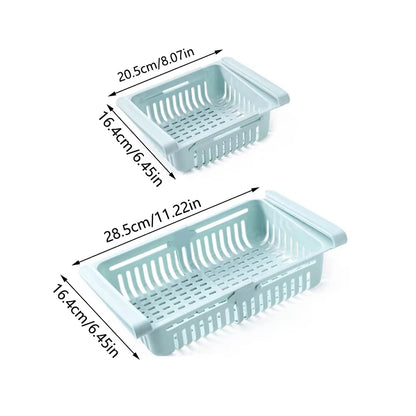 Refrigerator Storage Basket Adjustable Stretchable Refrigerator Partition Storage Rack Multi Functional Flexible Storage Basket​