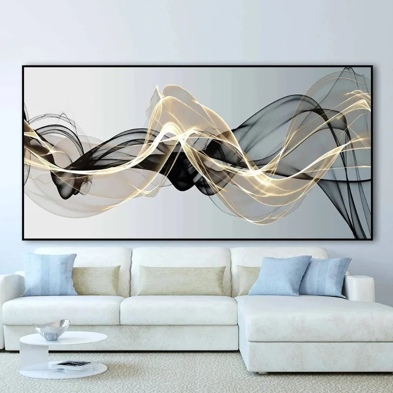 Abstract Floating Black Gold Canvas