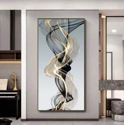 Abstract Floating Black Gold Canvas