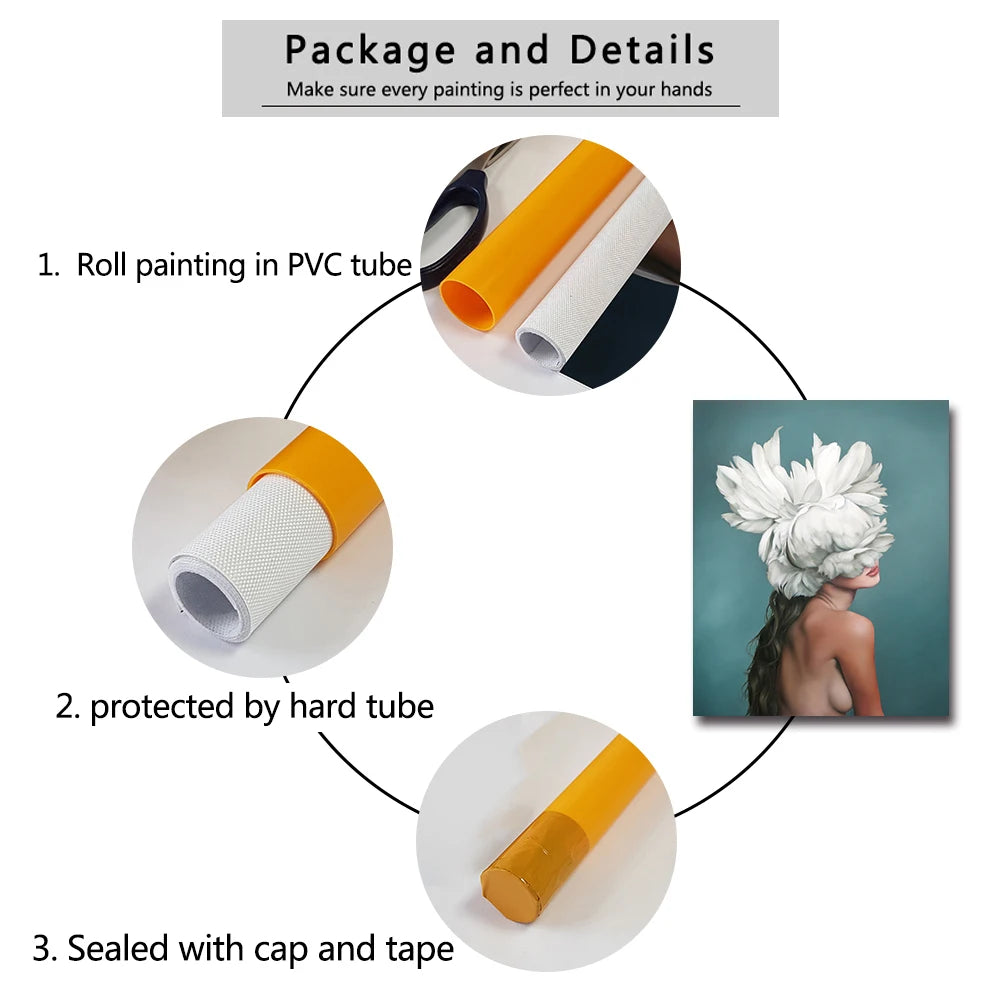 3D Gold and White Flower Canvas