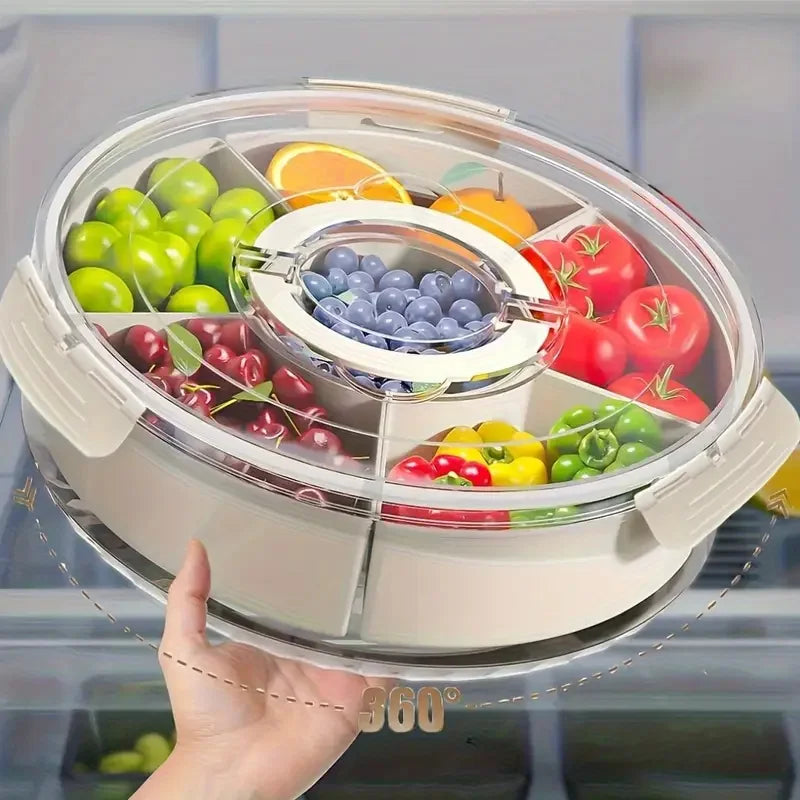 Divided Rotating Serving Tray with Lid 