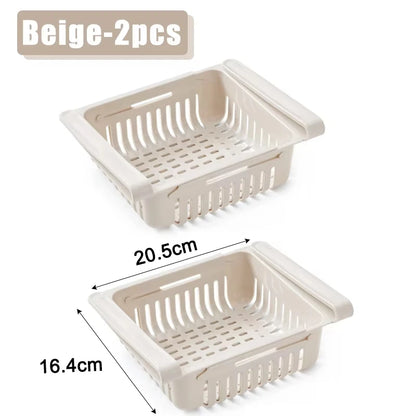 Refrigerator Storage Basket Adjustable Stretchable Refrigerator Partition Storage Rack Multi Functional Flexible Storage Basket​